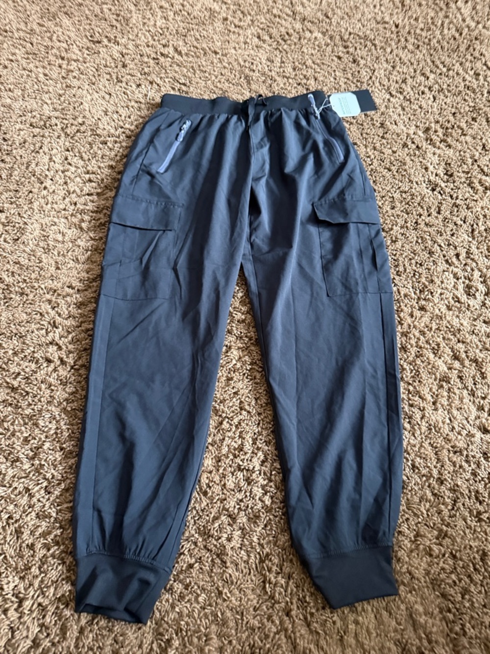 Women's black Cargo Joggers with Drawstring Waist